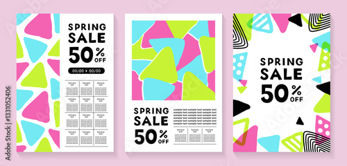 ゆるい三角のイラストのポスターテンプレートセット_1