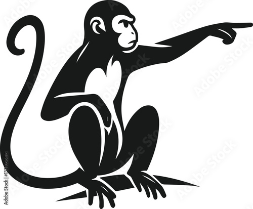 monkey pointing at something in the distance animal vector silhouette