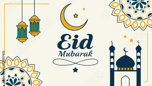 Eid Mubarak Celebration Islamic Festival Background Design