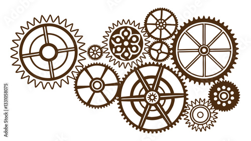 Intricate Gear System Mechanical Engineering Design Illustration