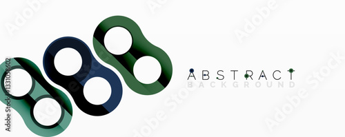 Abstract geometric pattern with interlocking circular and tubular shapes featuring smooth gradients, sharp contrasts, and dynamic layering