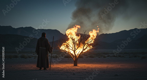 burning bush presenting itself to moses