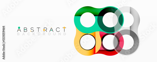 Abstract composition with intertwined circular and tubular forms creating fluid structure with gradients, depth, and sharp contrasts