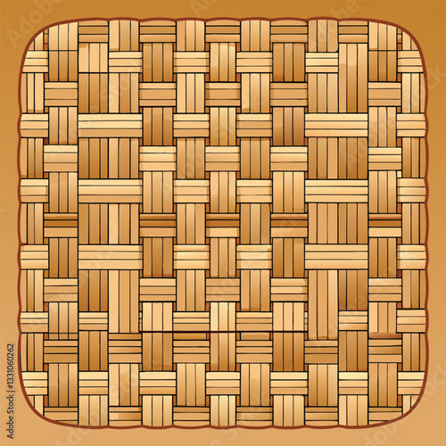 Print Square woven rattan mat vector