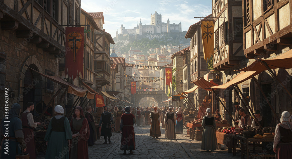 Fototapeta premium street in the old medieval fantasy town