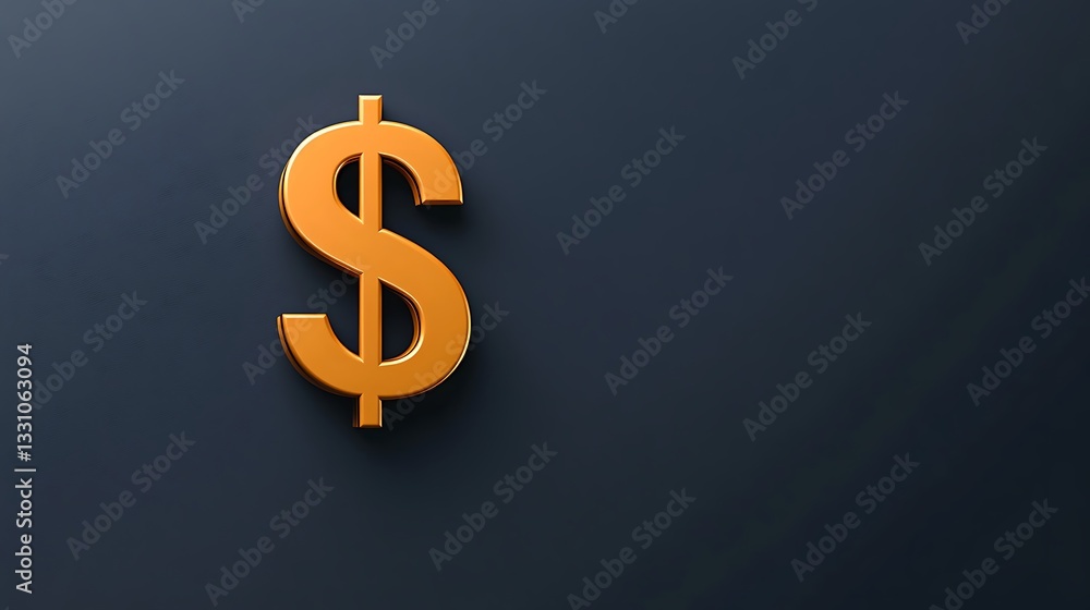 Golden Dollar Sign: A 3D Render on Dark Grey Background AI Generated Golden Dollar Sign: A 3D Render on Dark Grey Background AI Generated