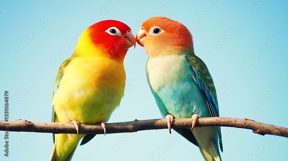 Lovebirds Kissing on a Branch: A Vibrant Display of Affection Lovebirds Kissing on a Branch: A Vibrant Display of Affection