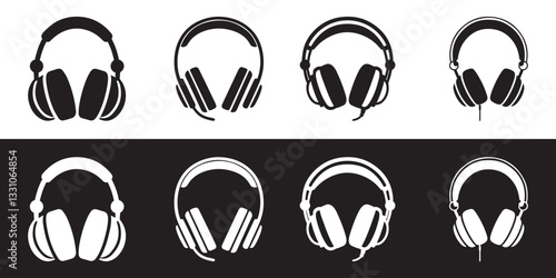 headphone icon set vector