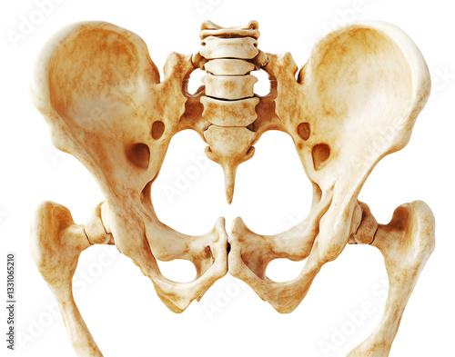 Pelvic bone anatomy illustration showing detailed structure and features