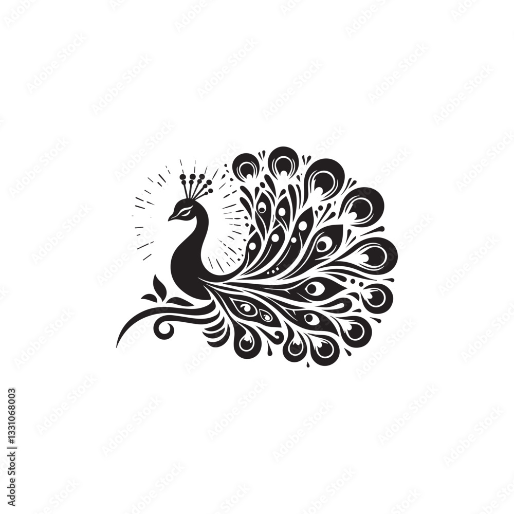 Fototapeta premium Peacock icon vector symbol design art illustration.