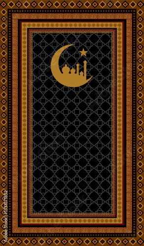 beautiful design of Muslim prayer rug. This Islamic carpet is for holly chanting to Allah and you can use this muslim rug to pray at masjid in Turkey Saudi Arabia Malaysia Egypt Makkah