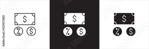 Finance profit icon. Money interest icon. Business advantage symbol. Icons symbol compatible for financial, gain, wealth, interest, profit. Design in thin line and solid. Vector illustration