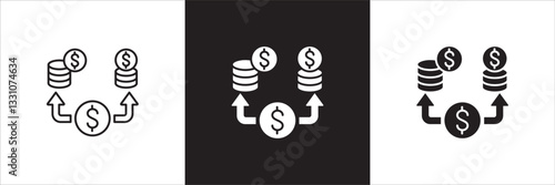 Finance profit icon. Money interest icon. Business advantage symbol. Icons symbol compatible for financial, gain, wealth, interest, profit. Design in thin line and solid. Vector illustration
