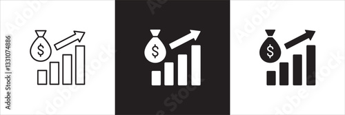 Finance profit icon. Money interest icon. Business advantage symbol. Icons symbol compatible for financial, gain, wealth, interest, profit. Design in thin line and solid. Vector illustration