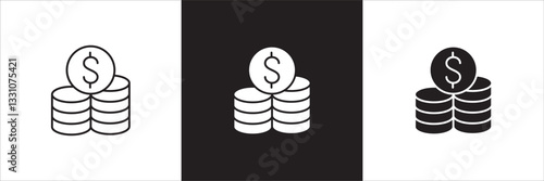 Money business icon. Finance icon. Money cash symbol. Icons design compatible for balance, financial, dollar, wealth, asset, earning, payment, salary. Vector illustration.