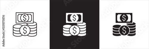 Money business icon. Finance icon. Money cash symbol. Icons design compatible for balance, financial, dollar, wealth, asset, earning, payment, salary. Vector illustration.