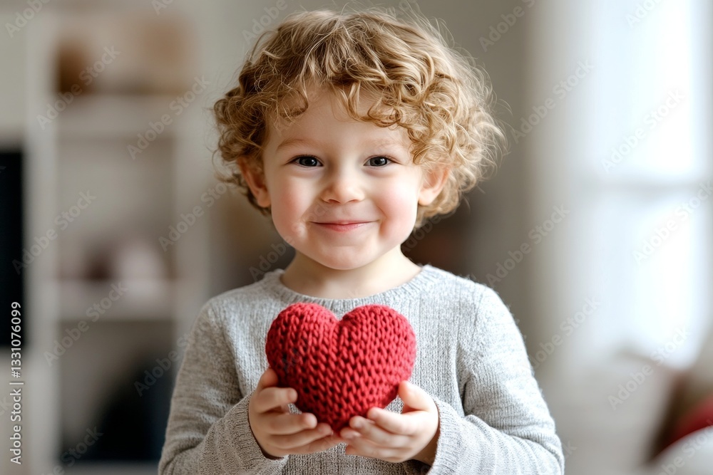 Valentine's day greeting and funny gift. Happy face cute child boy with small knitted heart in hands. Special valentine. Funny valentine. Valentine’s baby. Love-themed child photo. Family j. Valentine's day greeting and funny gift. Happy face cute child boy with small knitted heart in hands. Special valentine. Funny valentine. Valentine’s baby. Love-themed child photo. Family j.