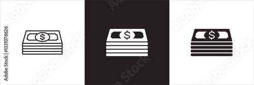 Money business icon. Finance icon. Money cash symbol. Icons design compatible for balance, financial, dollar, wealth, asset, earning, payment, salary. Vector illustration.