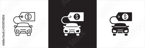 Company asset value icon. Asset price icon. Icon design compatible for car dealer, price label, business resource, company property, finance, financial, wealth. Vector illustration.