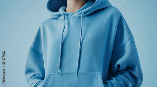 mockup display realistic blue hoodie plain