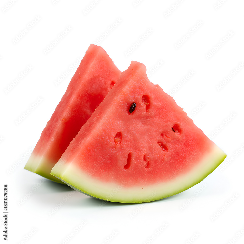 Two slices of watermelon on a White Background Two slices of watermelon on a White Background