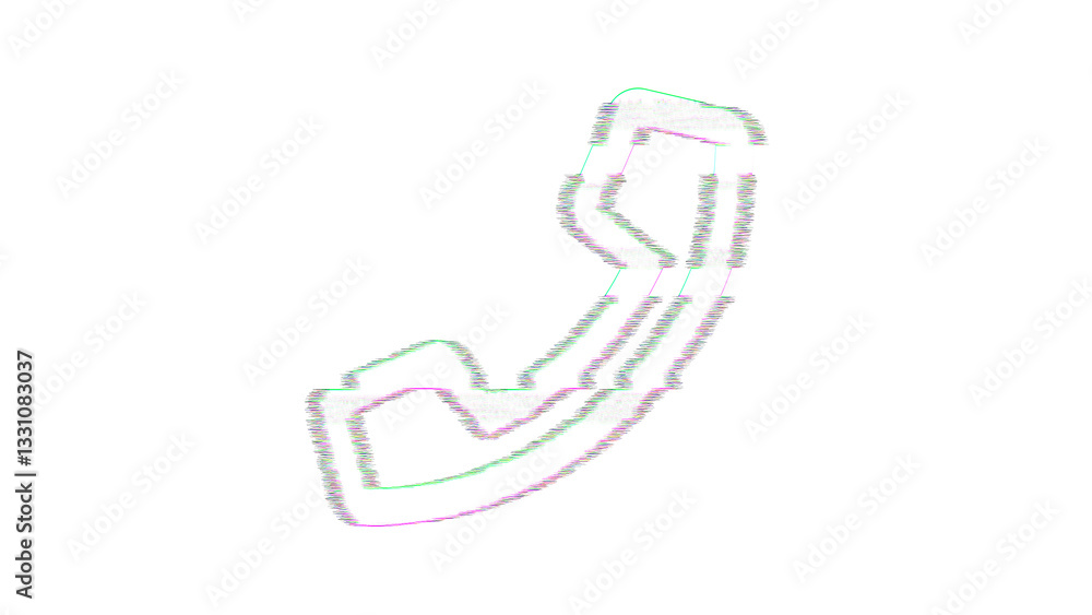 Icon phone is distorted. Glitch. Noise, chromatic aberration, geometric distortion Icon phone is distorted. Glitch. Noise, chromatic aberration, geometric distortion