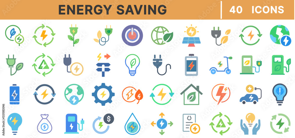 Energy Saving Line Icons Set – Renewable Energy, Sustainable Power, Eco-Friendly Electricity, Smart Grid, Battery Storage, Solar Panels, and Green Technology Energy Saving Line Icons Set – Renewable Energy, Sustainable Power, Eco-Friendly Electricity, Smart Grid, Battery Storage, Solar Panels, and Green Technology
