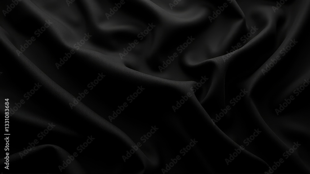 Obraz premium Black cloth with smooth, flowing folds creating a textured and elegant appearance.