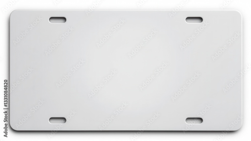 A blank license plate with four mounting holes. A blank license plate with four mounting holes.
