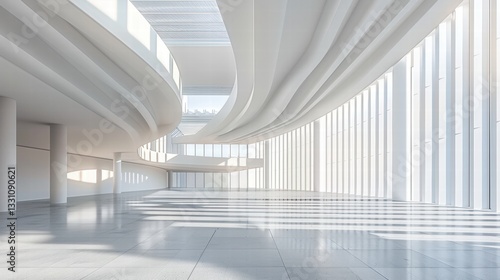 Modern Architectural Interior with Curved Lines and Natural Light