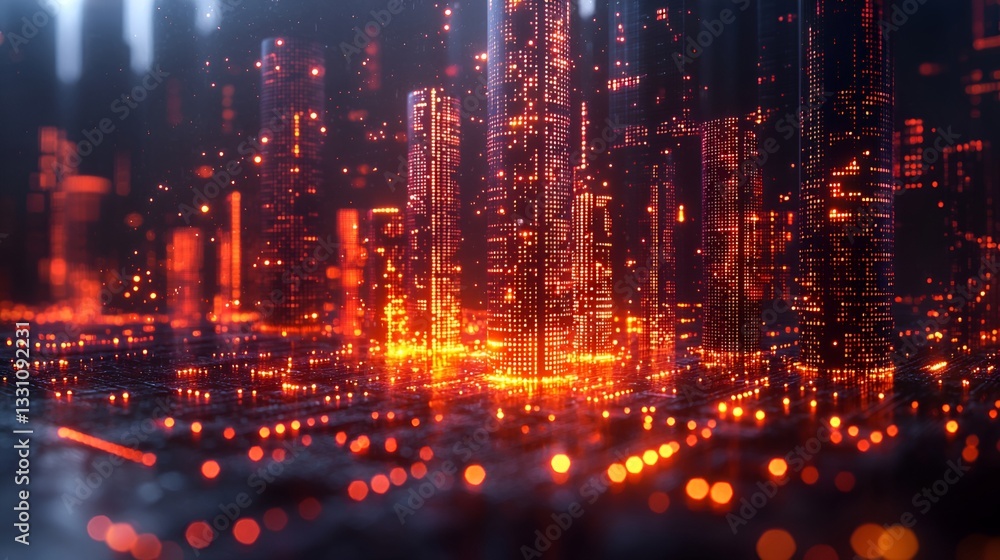 Obraz premium Neon Cityscape at Night