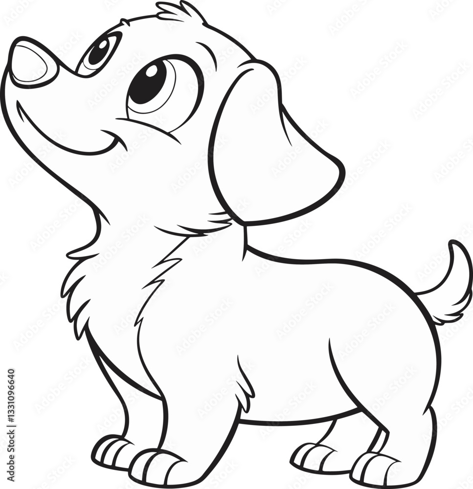 Cartoon Puppy Looking Up Black and White Line Art Coloring Page Cartoon Puppy Looking Up Black and White Line Art Coloring Page