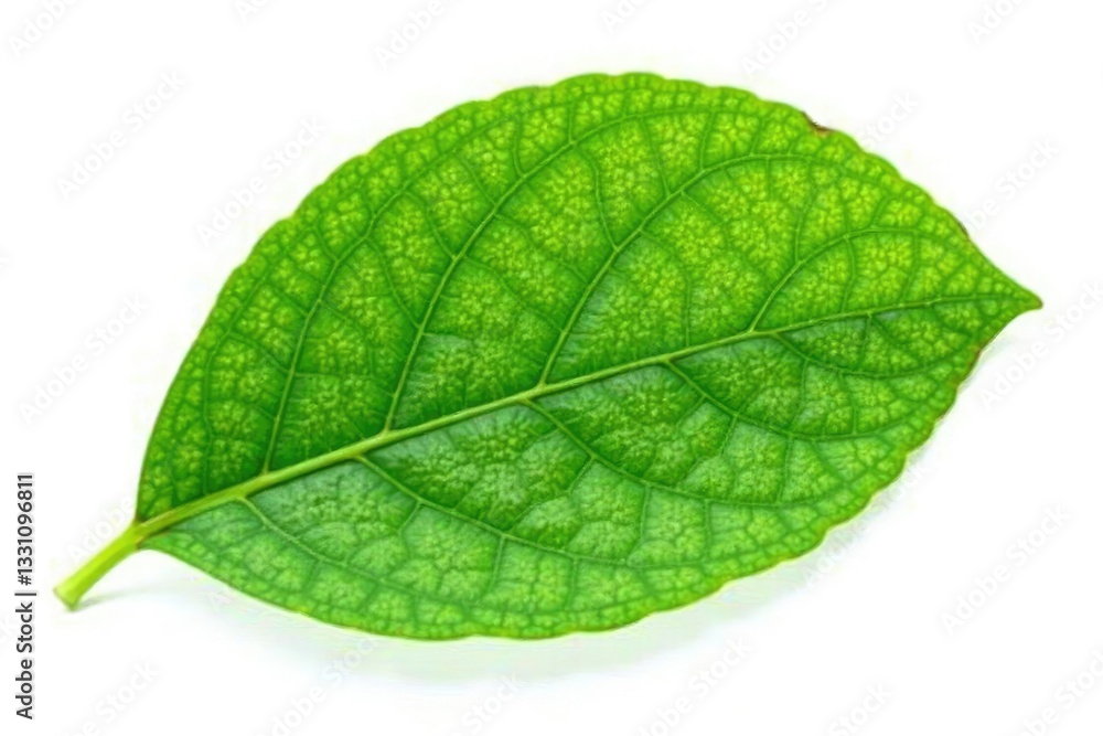 Obraz premium Single leaf isolated on white background with intricate veins and texture details, detail, single