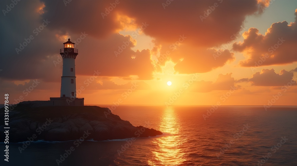 Lighthouse at Sunset – Coastal Serenity & Dramatic Golden Hour Sky Lighthouse at Sunset – Coastal Serenity & Dramatic Golden Hour Sky
