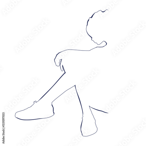 Beautiful woman resting after exercise. Sport girl illustration. Young woman silhouette