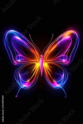 Colorful neon butterfly wallpaper background for minimalist design enthusiasts digital art vibrant style