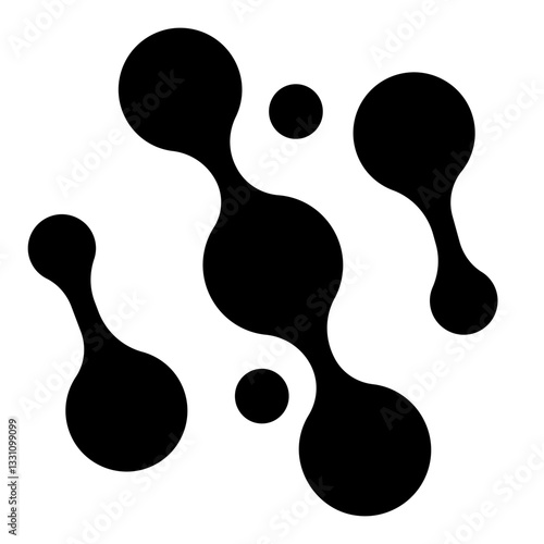 Connected metaball dots icon in black color on transparent background
