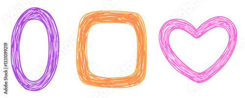 Set of hand drawn frame with crayon texture