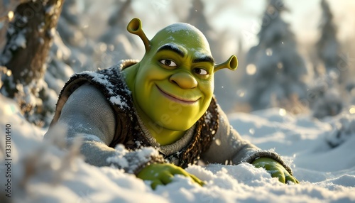 shrek in the snow