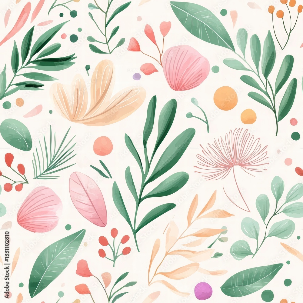 Fototapeta premium Seamless pattern with Watercolor Flora Pattern Art