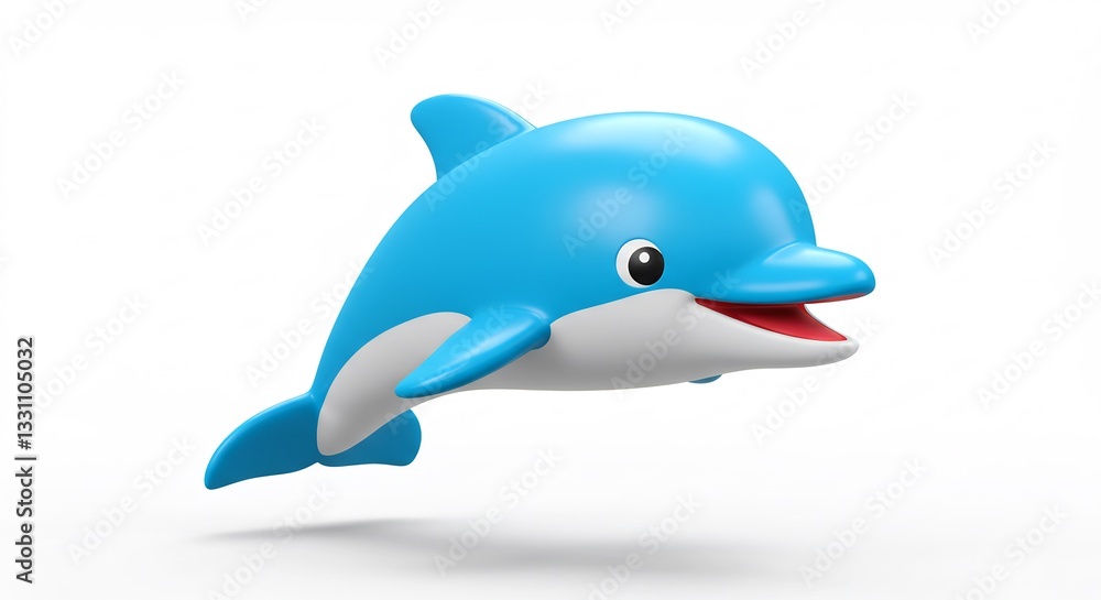 Playful blue dolphin leaps joyfully brightly lit against white background. AI Generated Playful blue dolphin leaps joyfully brightly lit against white background. AI Generated