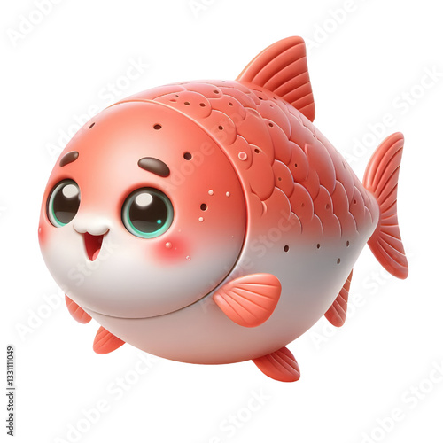 Cute 3d salmon isolated on white background