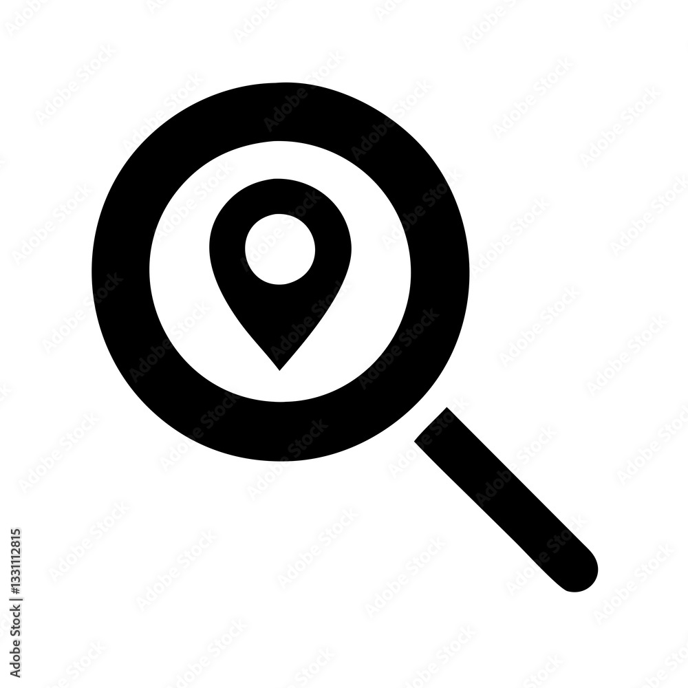Location Search Icon - Map Pin with Magnifying Glass Location Search Icon - Map Pin with Magnifying Glass