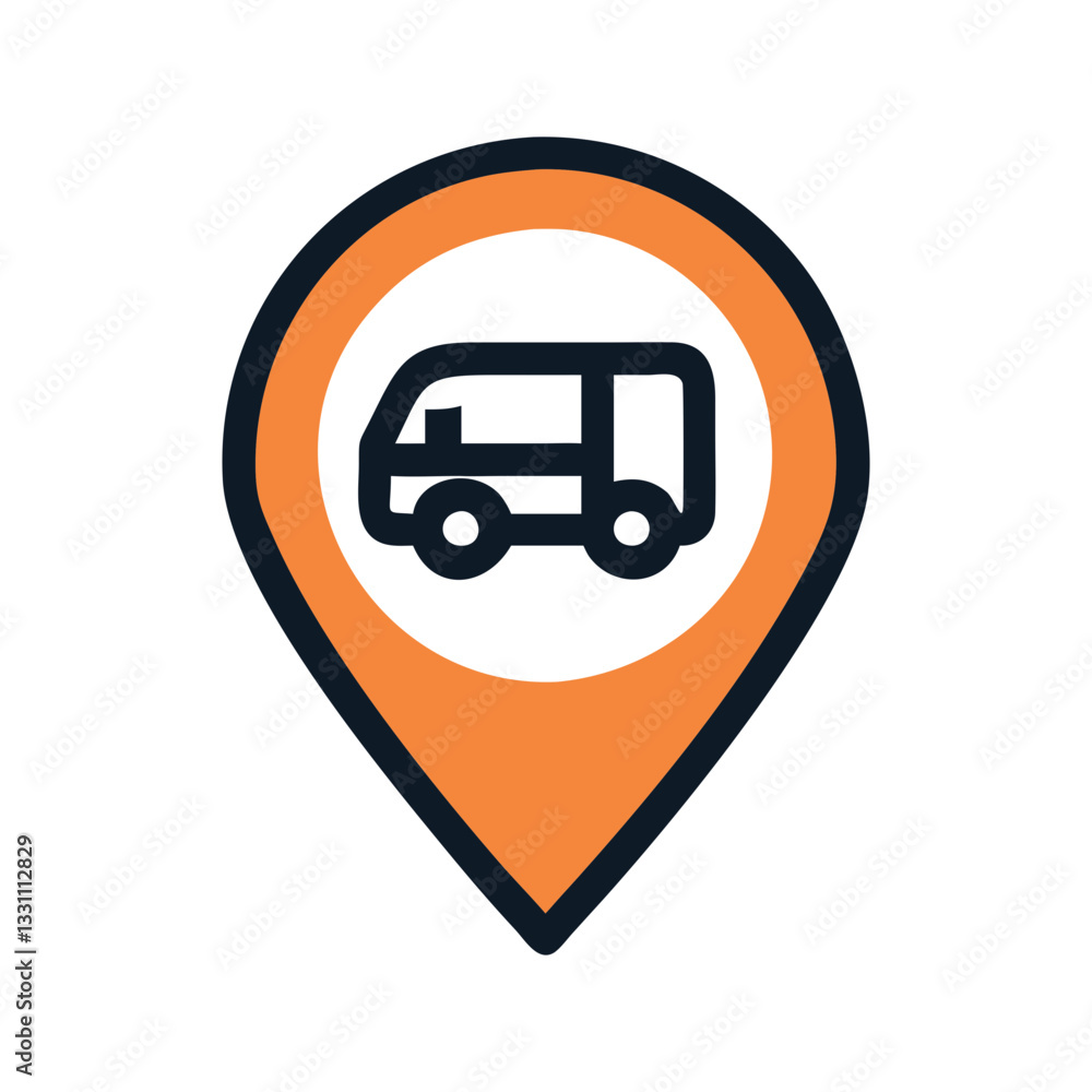Truck Location Icon - Delivery and Transport Map Pin Truck Location Icon - Delivery and Transport Map Pin