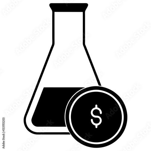 Science Investment Icon - Lab Flask with Dollar Sign
