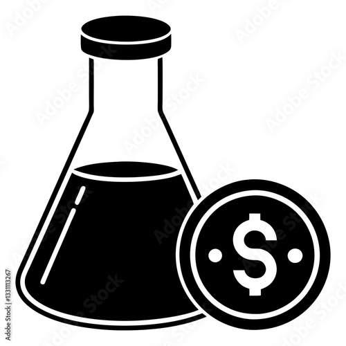 Science Investment Icon - Lab Flask with Dollar Sign