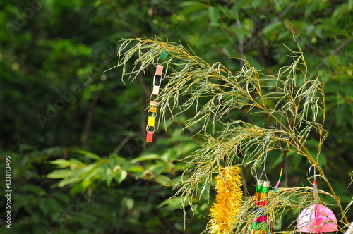 七夕飾りの折り紙の輪飾りなどです。