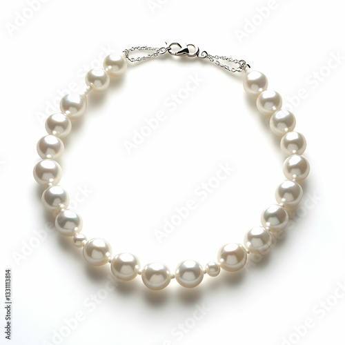 Wallpaper Mural A single strand pearl necklace, elegantly displayed on a white background Torontodigital.ca