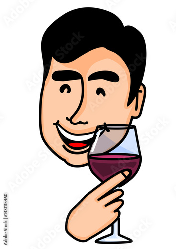 Illustration of a man drinking a glass of wine