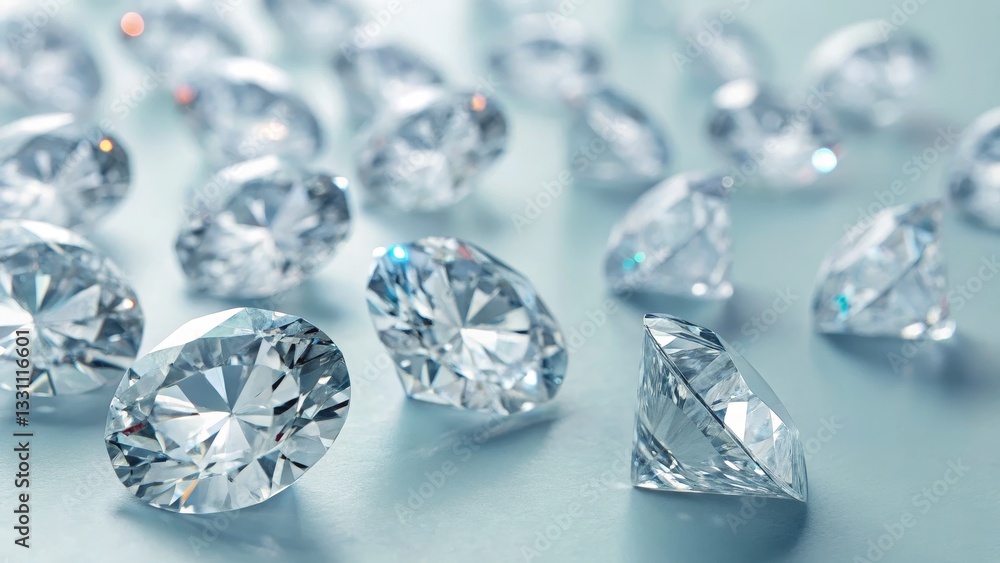 Sparkling Diamonds on Blue Surface Sparkling Diamonds on Blue Surface